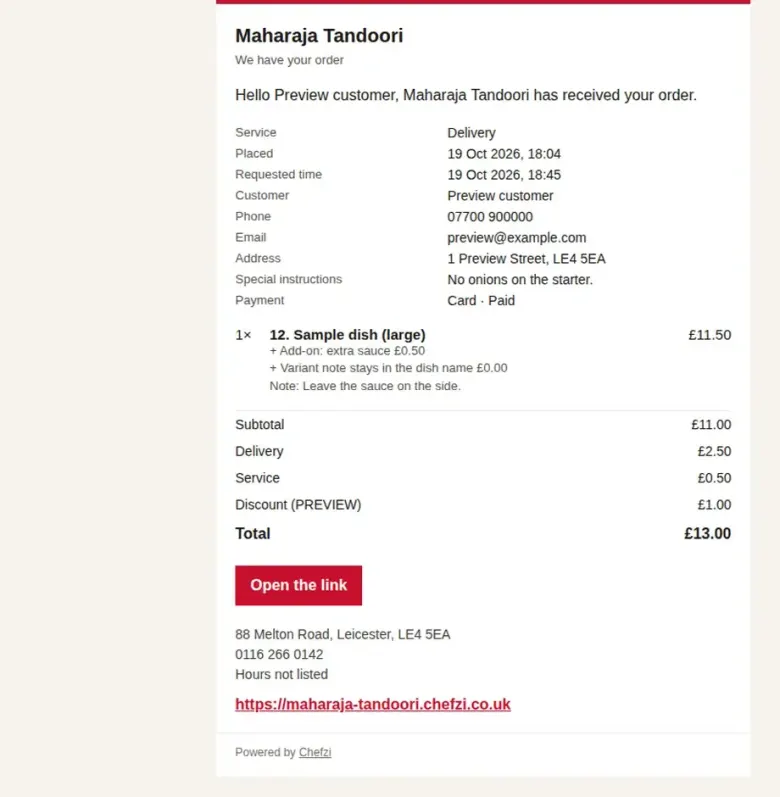 Chefzi email campaign editor with a draft message